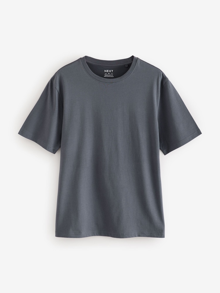Schiefergrau - Reguläre Passform - Essential Rundhals-T-Shirt aus Baumwolle - Image 5 of 7