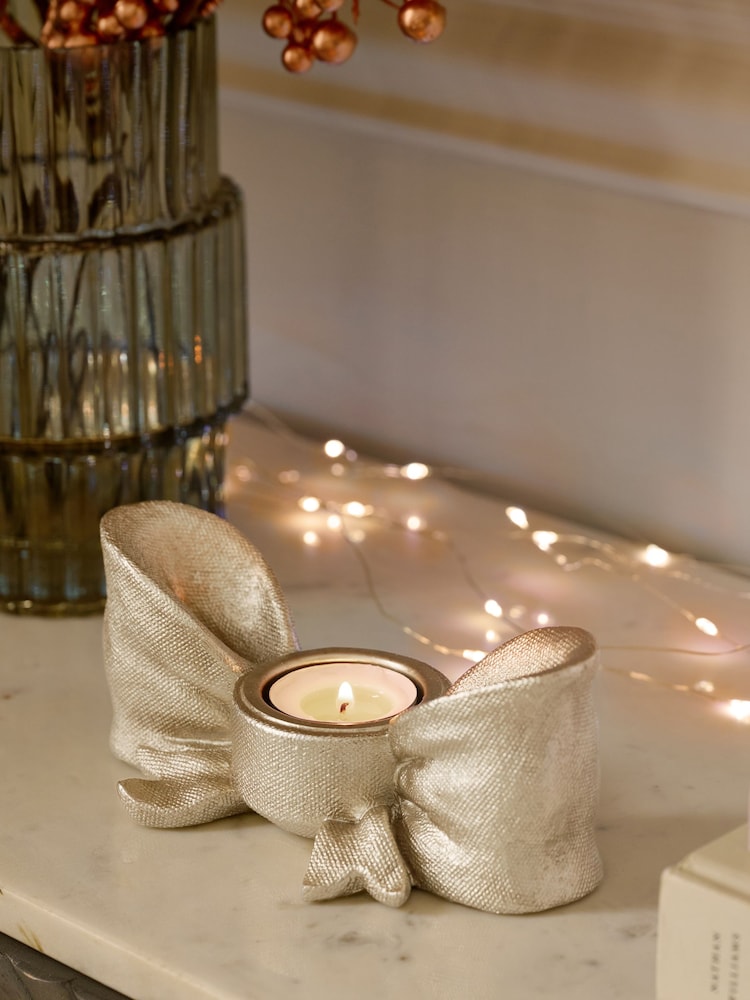 Gold Bow Tea Light Candle Holder - Image 1 of 6