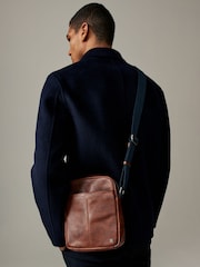 Brown Leather Cross-Body Bag - Image 1 of 7