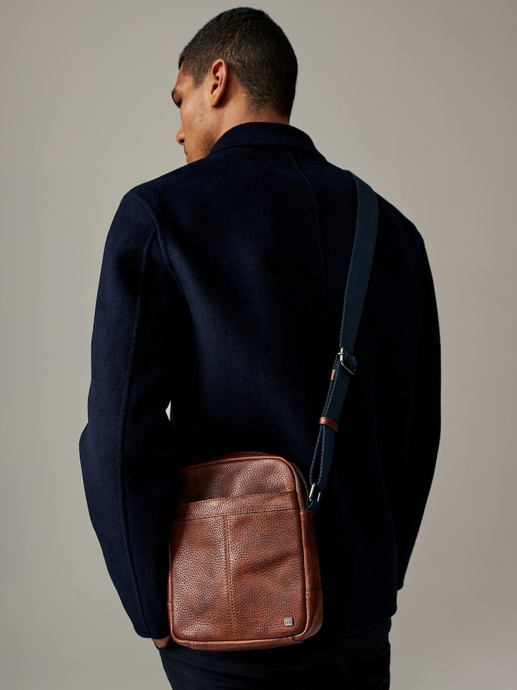 Brown Leather Cross-Body Bag - Image 1 of 7