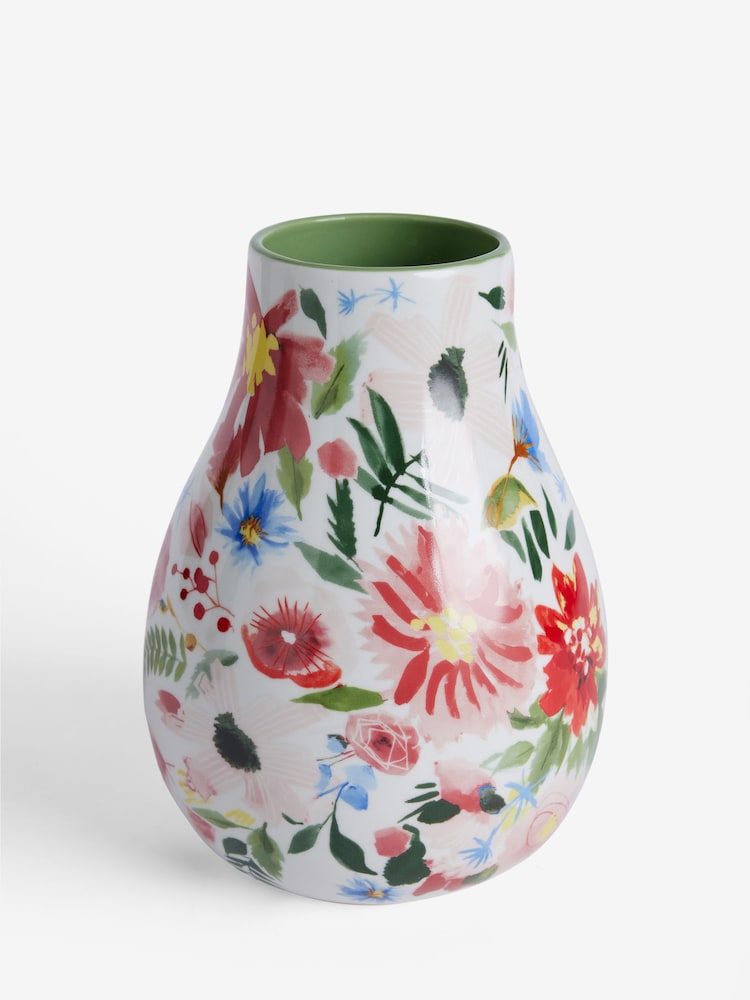 Bright Ceramic Floral Print Vase - Image 3 of 5