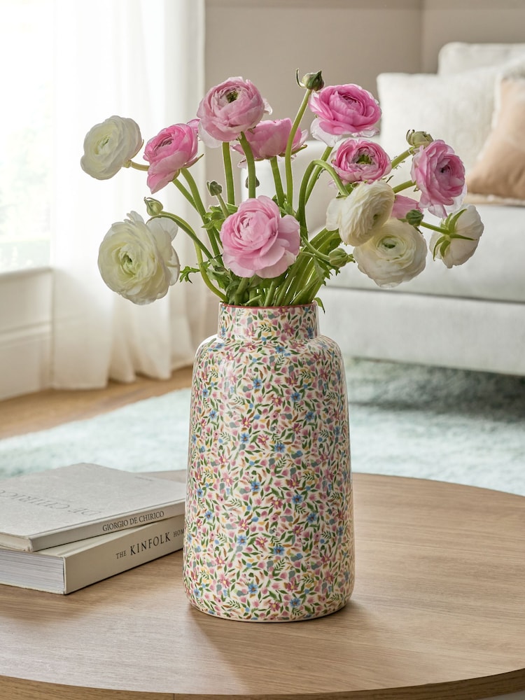 Pink Large Ditsy Floral Vase - Image 1 of 4