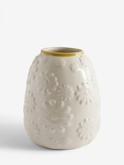 Cream Daisy Embossed Ceramic Vase - Image 3 of 4