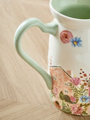 White/Pink House Scene Jug Vase - Image 3 of 7