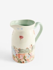 White/Pink House Scene Jug Vase - Image 6 of 7
