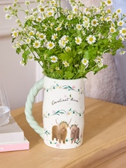 White Hamish the Highland Cow Loveliest Mum Ceramic Jug Vase - Image 1 of 4