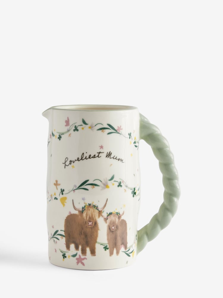 White Hamish the Highland Cow Loveliest Mum Ceramic Jug Vase - Image 4 of 4 White Hamish the Highland Cow Loveliest Mum Ceramic Jug Vase - Image 4 of 4