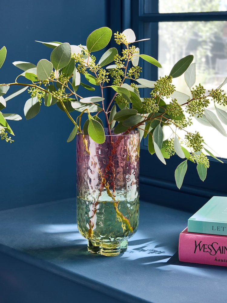 Pink/Green Ombre Textured Glass Vase - Image 1 of 3