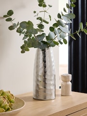 Silver Medium Metal Textured Vase - Image 1 of 4