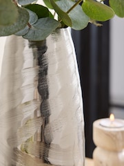 Silver Medium Metal Textured Vase - Image 2 of 4