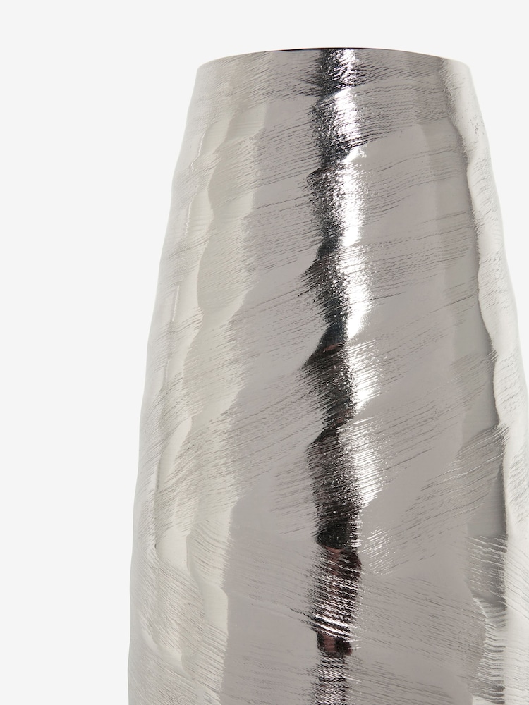 Silver Medium Metal Textured Vase - Image 4 of 4