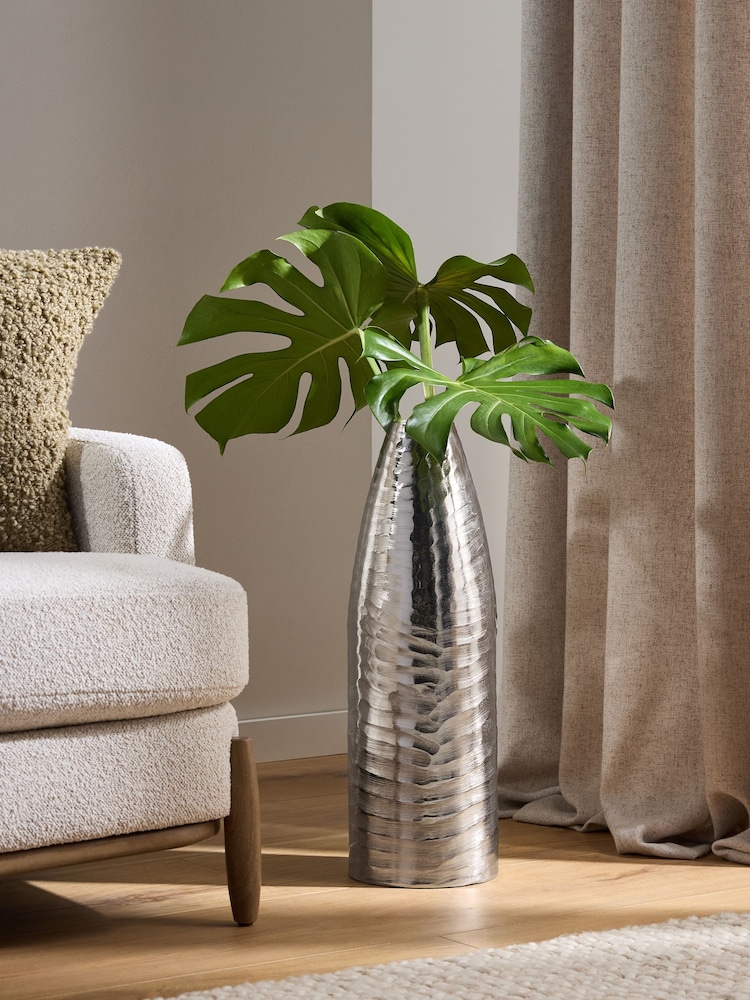 Silver Extra Large Metal Textured Vase - Image 1 of 4