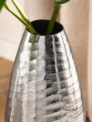 Silver Extra Large Metal Textured Vase - Image 2 of 4