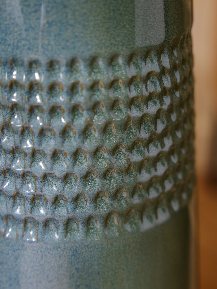 Blue XL Embossed Ceramic Vase - Image 2 of 4