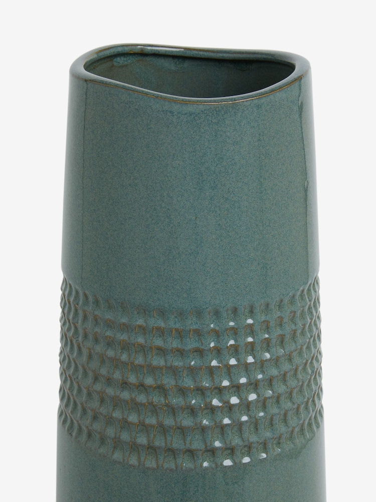 Blue XL Embossed Ceramic Vase - Image 4 of 4