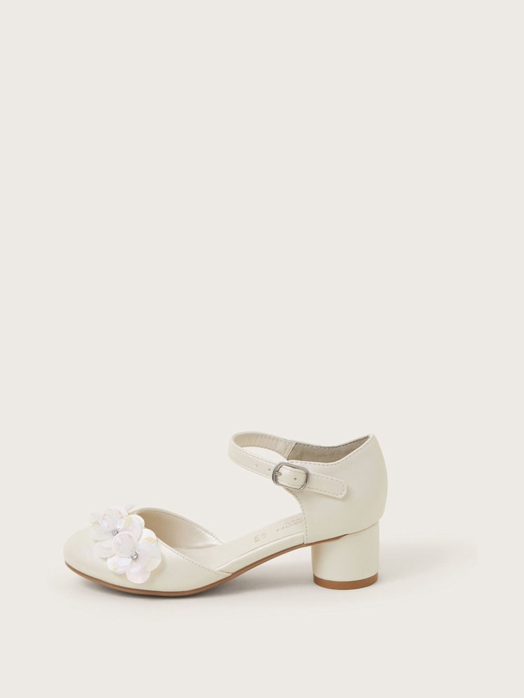 Monsoon Natural Iridescent Flower Heels - Image 1 of 3 Monsoon Natural Iridescent Flower Heels - Image 1 of 3