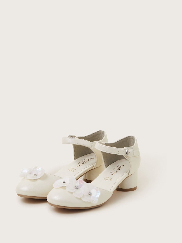 Monsoon Natural Iridescent Flower Heels - Image 3 of 3 Monsoon Natural Iridescent Flower Heels - Image 3 of 3