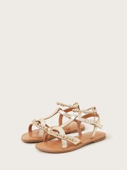 Monsoon Gold Leather Beaded Sandals - Image 2 of 3