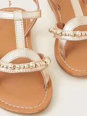 Monsoon Gold Leather Beaded Sandals - Image 3 of 3
