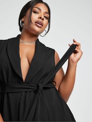 Черный - Коричневый блейзер без рукавов Yours Curve LIMITED COLLECTION Curve - Изображение 4 из 5