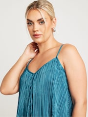 Yours Curve Blue Plisse Cami Top - Image 3 of 4