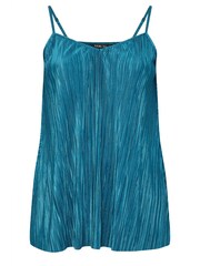 Yours Curve Blue Plisse Cami Top - Image 4 of 4