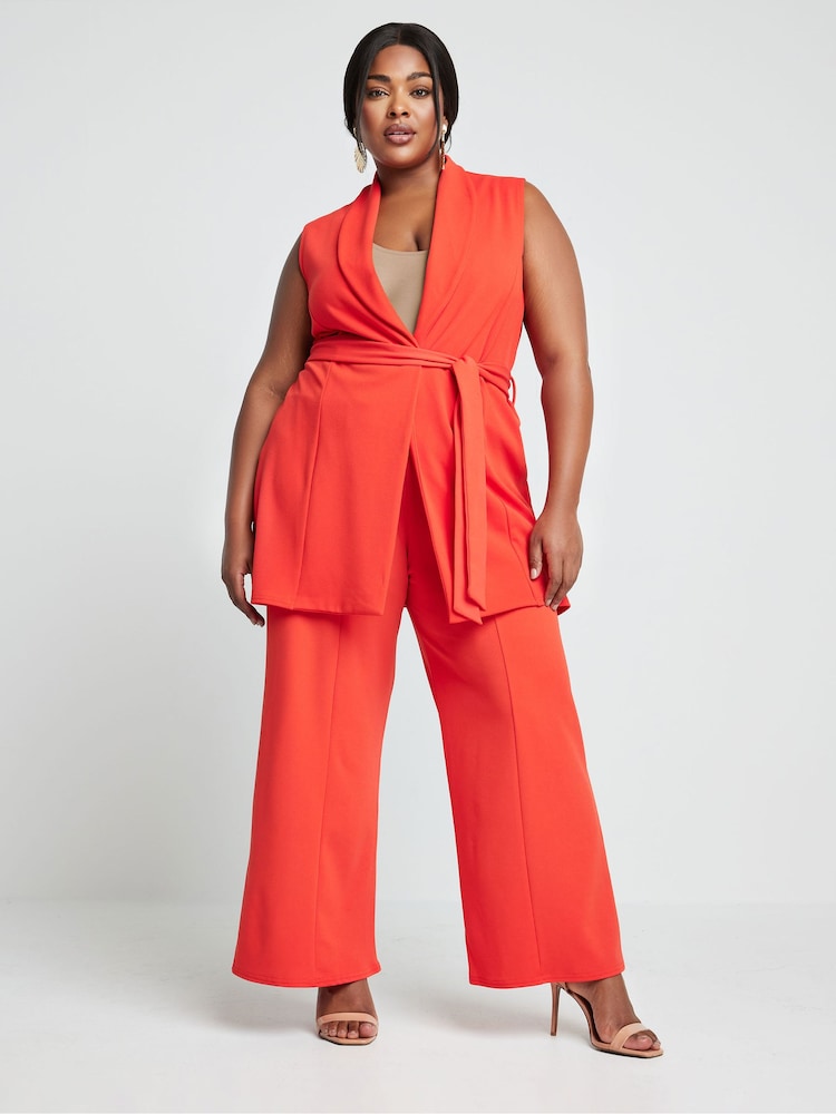 Оранжевый - Коричневый блейзер без рукавов Yours Curve LIMITED COLLECTION Curve - Изображение 2 из 6