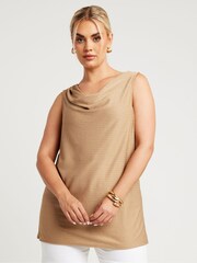 Yours Curve Gold LIMITED COLLECTION Textured Cowl Neck Top - Image 1 of 5