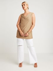 Yours Curve Gold LIMITED COLLECTION Textured Cowl Neck Top - Image 2 of 5