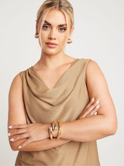 Yours Curve Gold LIMITED COLLECTION Textured Cowl Neck Top - Image 4 of 5