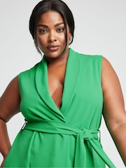 Yours Curve Green LIMITED COLLECTION Curve Natural Brown Sleeveless Blazer - Image 4 of 6