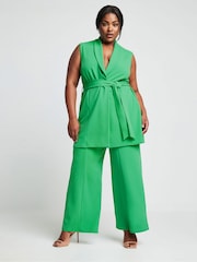 Yours Curve Green LIMITED COLLECTION Curve Natural Brown Sleeveless Blazer - Image 5 of 6