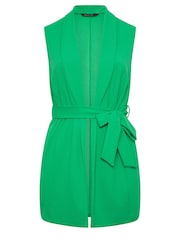 Yours Curve Green LIMITED COLLECTION Curve Natural Brown Sleeveless Blazer - Image 6 of 6