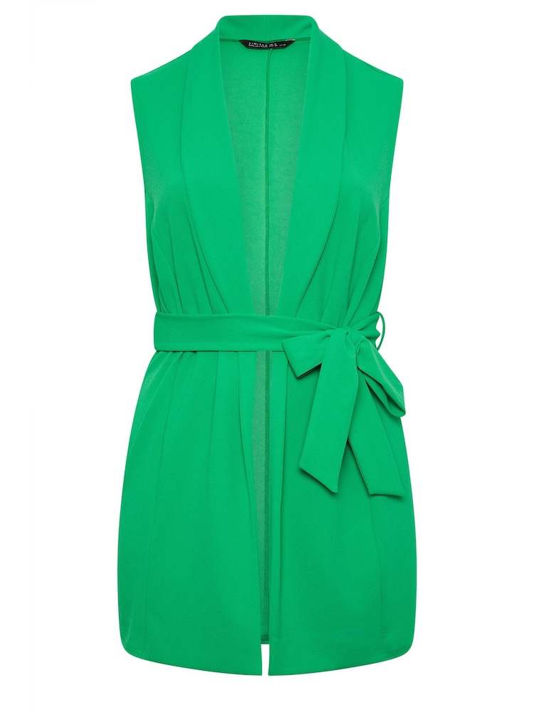 Yours Curve Green LIMITED COLLECTION Curve Natural Brown Sleeveless Blazer - Image 6 of 6