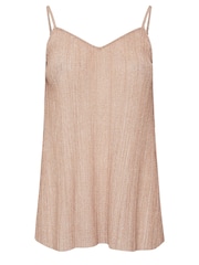Yours Curve Pink Limited Collection Metallic Plisse Cami Top - Image 5 of 5