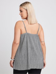 Yours Curve Silver Limited Collection Metallic Plisse Cami Top - Image 3 of 5