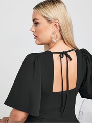 Yours Curve Black LIMITED COLLECTION Curve Black Angel Sleeve Mini Dress - Image 2 of 6