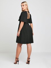 Yours Curve Black LIMITED COLLECTION Curve Black Angel Sleeve Mini Dress - Image 3 of 6