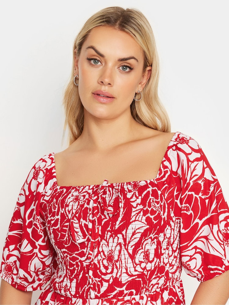 Buy Yours Curve Red Maxi Shirred Square Neck Dress from Next USA