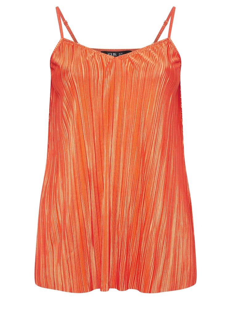 Yours Curve Orange Plisse Cami Top - Image 5 of 5