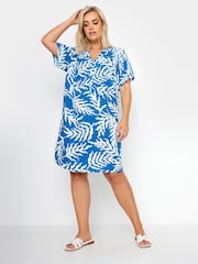 Yours Curve Blue Abstract Print Tunic Dress - Image 2 of 5
