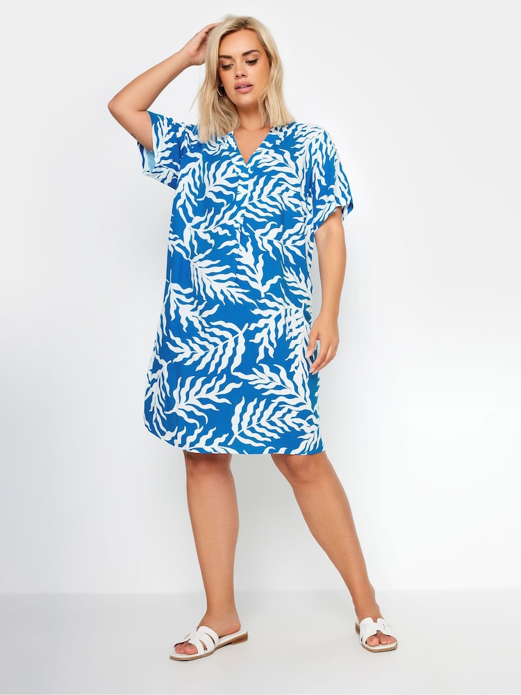 Yours Curve Blue Abstract Print Tunic Dress - Image 2 of 5