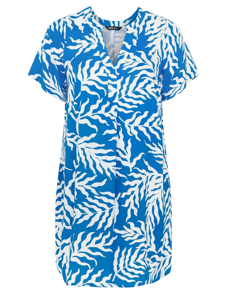 Yours Curve Blue Abstract Print Tunic Dress - Image 5 of 5