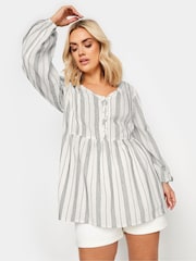 Yours Curve White Contrast Stitch 100% Cotton Blouse - Image 2 of 6
