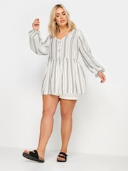 Yours Curve White Contrast Stitch 100% Cotton Blouse - Image 3 of 6