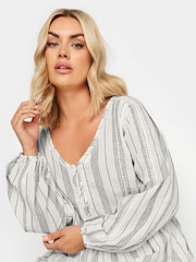 Yours Curve White Contrast Stitch 100% Cotton Blouse - Image 5 of 6