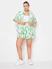 Yours Curve White Limited Collection Abstract Print Shirt With Linen - Image 3 of 6