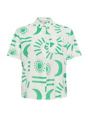Yours Curve White Limited Collection Abstract Print Shirt With Linen - Image 6 of 6