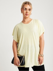 Yours Curve White Limited Zig Zag Plisse Grown On Sleeve Top - Image 1 of 5