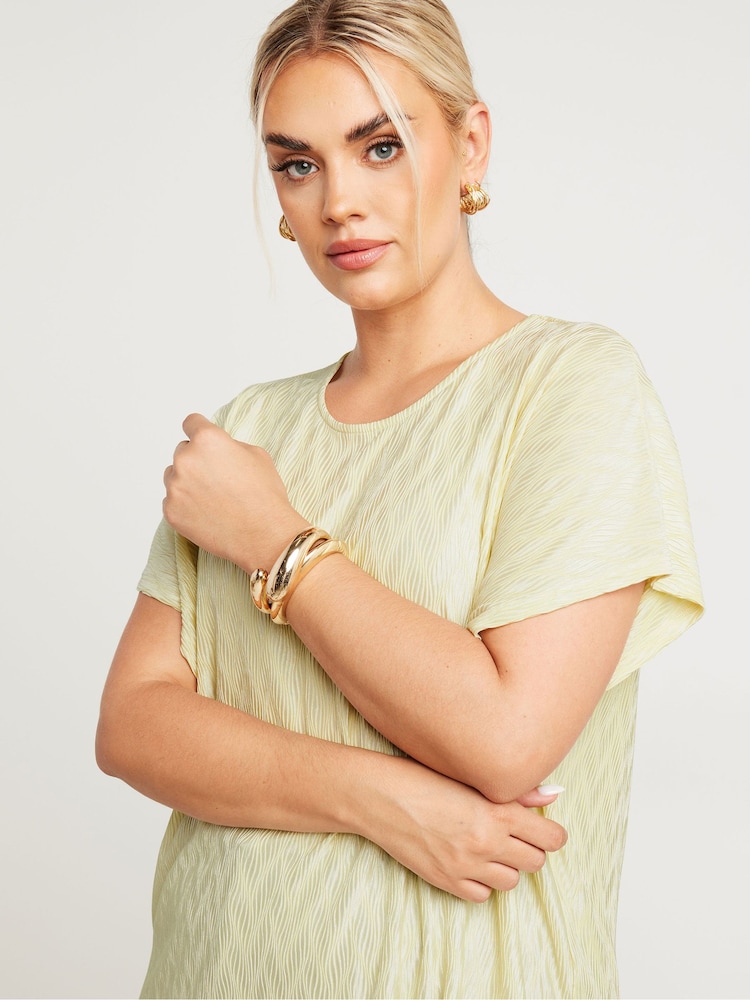 Yours Curve White Limited Zig Zag Plisse Grown On Sleeve Top - Image 2 of 5